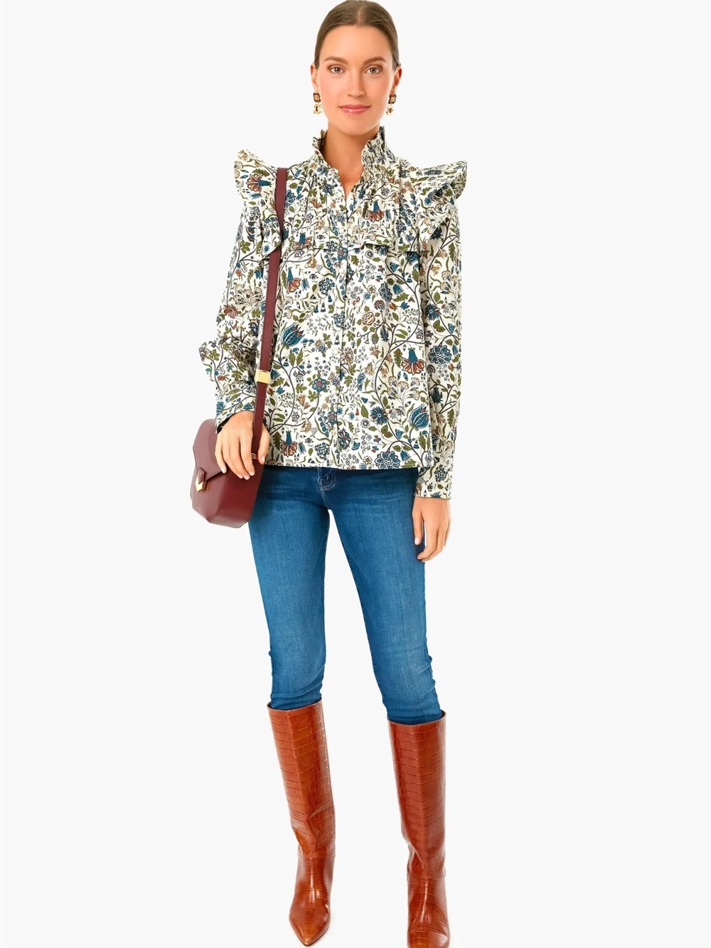 Tuckernuck Floral Ruffle Blouse – Size Small